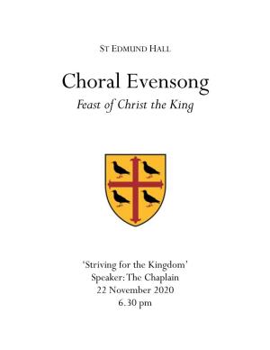 Choral Evensong Feast of Christ the King