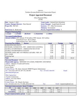 Project Appraisal Document