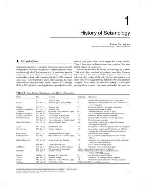 History of Seismology