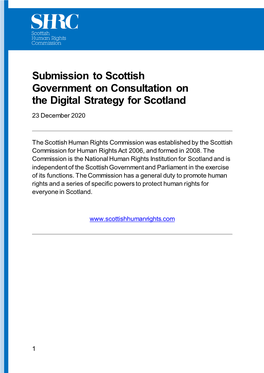 Submission to Scottish Government on Consultation on the Digital Strategy for Scotland