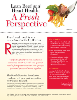 Lean Beef and Heart Health: a Fresh Perspective Spring 2012