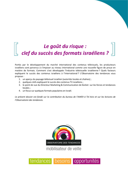 Clé Du Succès Des Formats Israéliens ?.Pdf