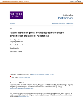Parallel Changes in Genital Morphology Delineate Cryptic Diversification of Planktonic Nudibranchs