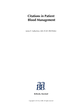 Citations in Patient Blood Management