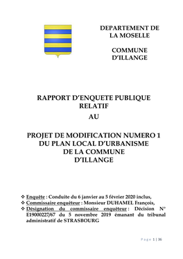 Rapport D'enquete Publique Relatif Au Projet De