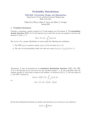 Probability Distributions CEE 201L