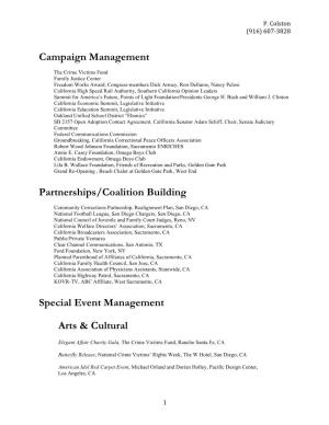 Campaign Management Partnerships/Coalition Building Special