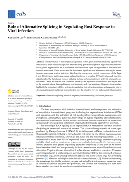 Role of Alternative Splicing in Regulating Host Response to Viral Infection