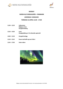Finnmark Lederdag I Karasjok Torsdag 12.April 11.00 – 17.00