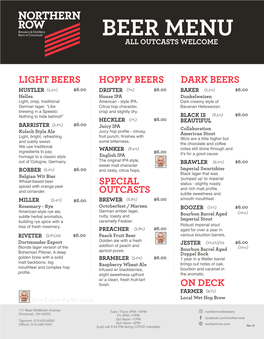 Beer Menu All Outcasts Welcome
