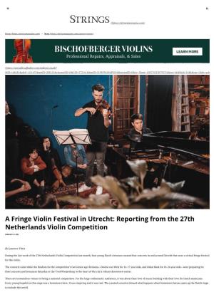 A Fringe Violin Festival in Utrecht: Reporting from the 27Th Netherlands Violin Competition