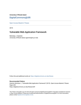 Vulnerable Web Application Framework