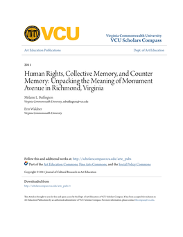 Unpacking the Meaning of Monument Avenue in Richmond, Virginia Melanie L