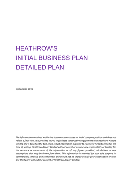 Heathrow's Initial Business Plan Detailed Plan
