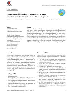 Temporomandibular Joint - an Anatomical View Sushant A