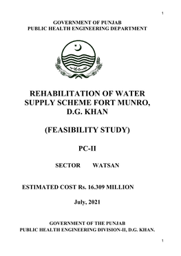 Rehabilitation of Water Supply Scheme Fort Munro, Dg Khan (Feasibility Study)