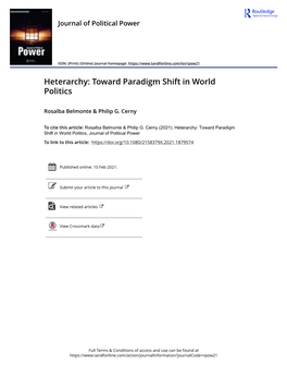 Heterarchy: Toward Paradigm Shift in World Politics