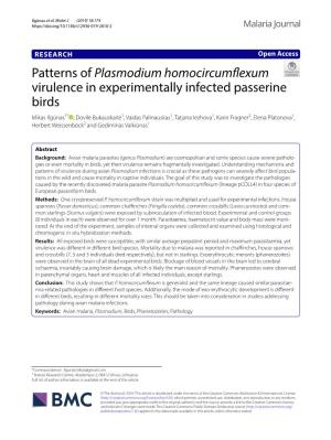 Patterns of Plasmodium Homocircumflexum Virulence in Experimentally Infected Passerine Birds