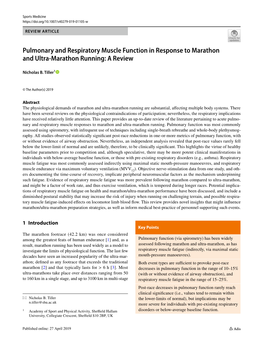 Pulmonary and Respiratory Muscle Function in Response to Marathon and Ultra‑Marathon Running: a Review