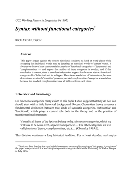 Syntax Without Functional Categories*