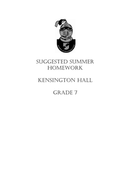 Suggested Summer Homework Kensington Hall Grade 7