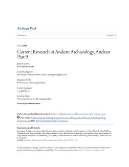 Current Research in Andean Archaeology, Andean Past 9 Juan B