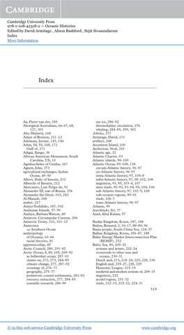 Cambridge University Press 978-1-108-42318-2 — Oceanic Histories Edited by David Armitage , Alison Bashford , Sujit Sivasundaram Index More Information 319