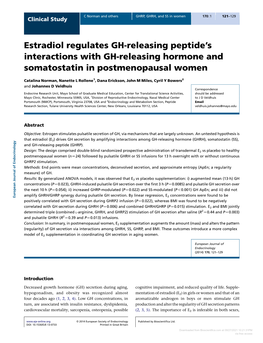 Estradiol Regulates GH-Releasing Peptide's Interactions with GH