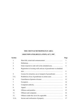 The Chennai Metropolitan Area Groundwater