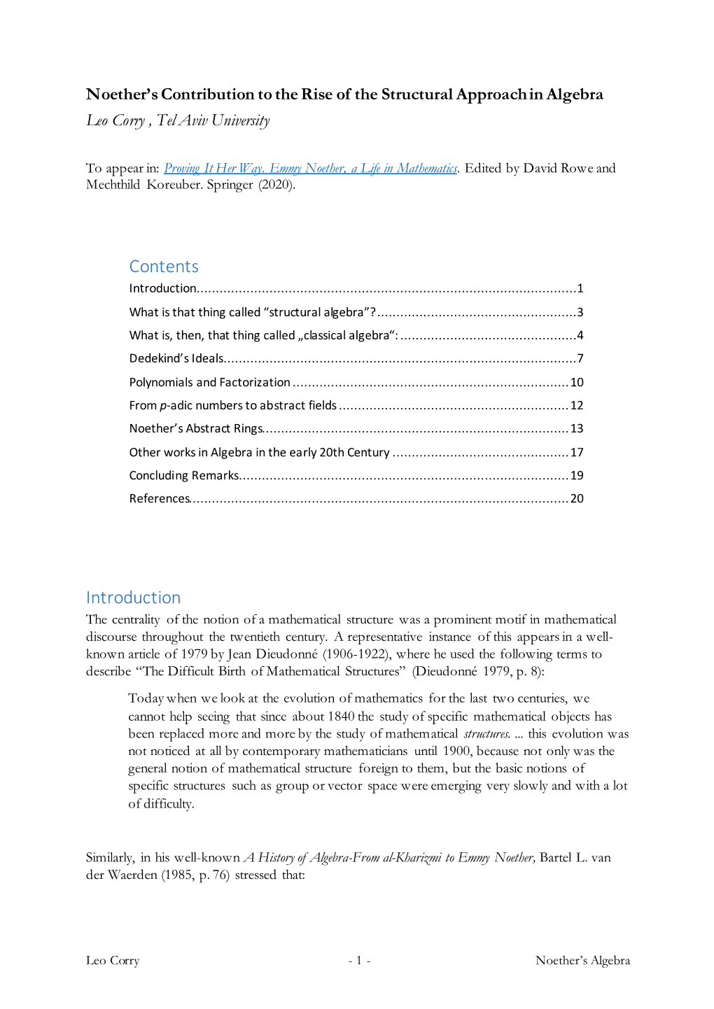 Noether's Contribution to the Rise of the Structural Approach in Algebra