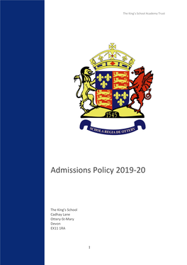 Admissions Policy 2019-20