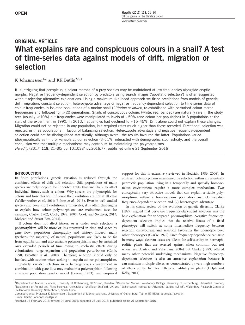 A Test of Time-Series Data Against Models of Drift, Migration Or Selection