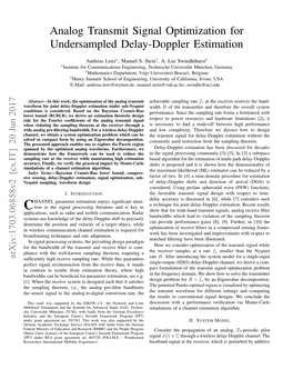 Analog Transmit Signal Optimization for Undersampled Delay-Doppler