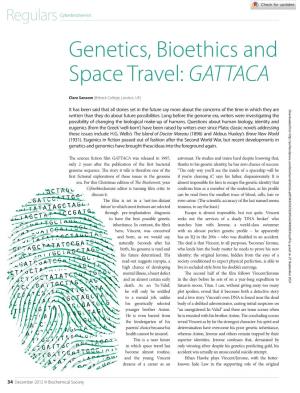 Genetics, Bioethics and Space Travel: GATTACA