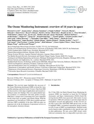 The Ozone Monitoring Instrument: Overview of 14 Years in Space