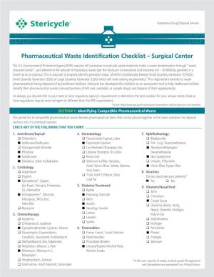 Pharmaceutical Waste Identification Checklist – Surgical Center