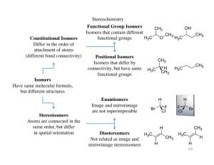 Isomers Have Same Molecular Formula, but Different Structures Constitutional Isomers Differ in the Order of Attachment