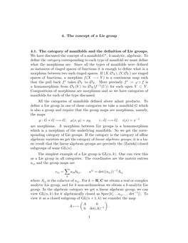 4. the Concept of a Lie Group 4.1. the Category of Manifolds and The