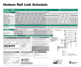 Transfer to HUDSON RAIL LINK Hudson Rail Link Buses Will Meet All Trains Listed Above