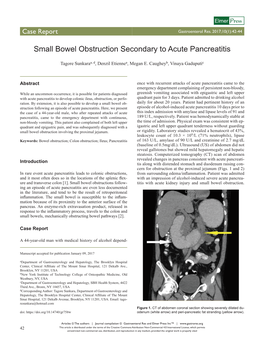 Small Bowel Obstruction Secondary to Acute Pancreatitis