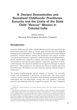 Prostitutes, Eunuchs and the Limits of the State Child “Rescue” Mission in Colonial India