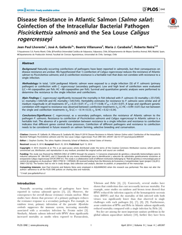 Piscirickettsia Salmonis and the Sea Louse Caligus Rogercresseyi