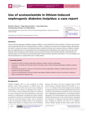 Use of Acetazolamide in Lithium-Induced Nephrogenic Diabetes Insipidus: a Case Report
