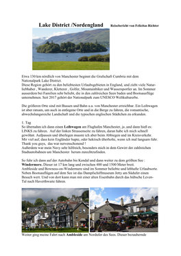 Lake District /Nordengland Reisebericht Von Felicitas Richter