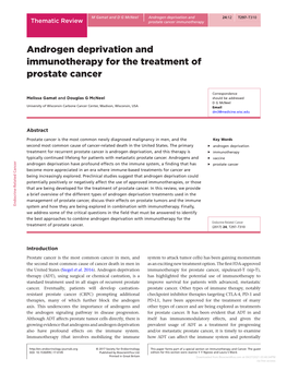 Androgen Deprivation and Immunotherapy for the Treatment Of