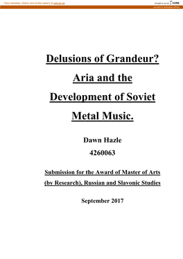 Aria and the Development of Soviet Metal Music