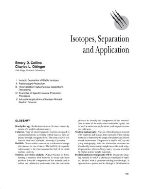 Isotopes, Separation and Application