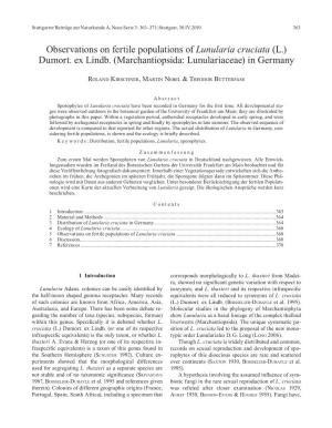 Observations on Fertile Populations of Lunularia Cruciata (L.) Dumort