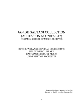 Jan Degaetani Collection (Accession No