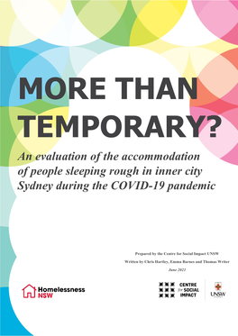 An Evaluation of the Accommodation of People Sleeping Rough in Inner City Sydney During the COVID-19 Pandemic